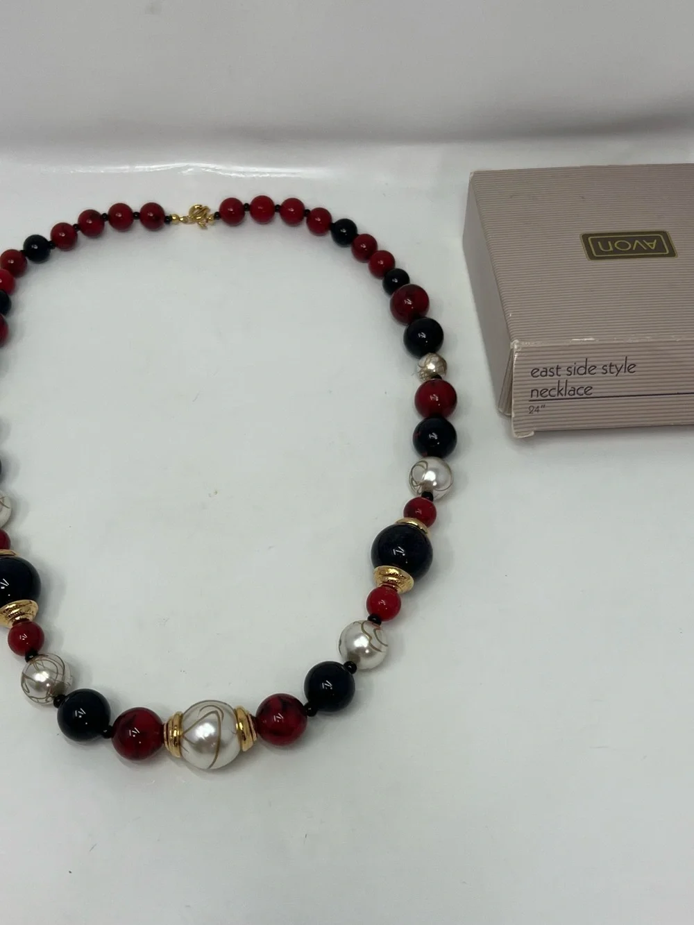 Vintage Avon Necklace East Side Style 24” Beaded Retro 1989 Statement Chunky